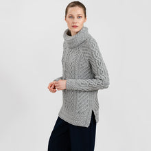 Load image into Gallery viewer, Traditional Ladies Funnel Neck Aran Sweater
