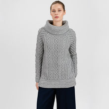 Load image into Gallery viewer, Traditional Ladies Funnel Neck Aran Sweater
