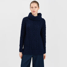 Load image into Gallery viewer, Traditional Ladies Funnel Neck Aran Sweater
