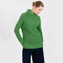 Load image into Gallery viewer, Traditional Ladies Funnel Neck Aran Sweater
