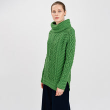 Load image into Gallery viewer, Traditional Ladies Funnel Neck Aran Sweater
