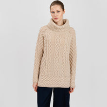 Load image into Gallery viewer, Traditional Ladies Funnel Neck Aran Sweater
