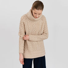 Load image into Gallery viewer, Traditional Ladies Funnel Neck Aran Sweater
