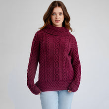 Load image into Gallery viewer, Traditional Ladies Funnel Neck Aran Sweater
