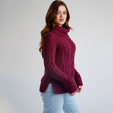 Load image into Gallery viewer, Traditional Ladies Funnel Neck Aran Sweater
