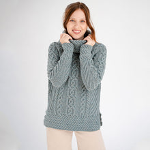 Load image into Gallery viewer, Traditional Ladies Funnel Neck Aran Sweater
