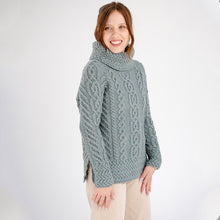 Load image into Gallery viewer, Traditional Ladies Funnel Neck Aran Sweater
