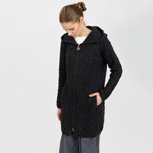 Load image into Gallery viewer, Irish Aran Cable Hooded Cardigan with Zip for Women
