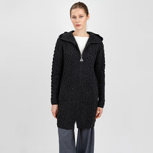 Load image into Gallery viewer, Irish Aran Cable Hooded Cardigan with Zip for Women
