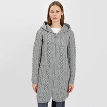 Load image into Gallery viewer, Irish Aran Cable Hooded Cardigan with Zip for Women
