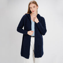 Load image into Gallery viewer, Irish Aran Cable Hooded Cardigan with Zip for Women
