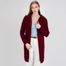 Load image into Gallery viewer, Irish Aran Cable Hooded Cardigan with Zip for Women

