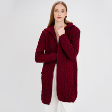 Load image into Gallery viewer, Irish Aran Cable Hooded Cardigan with Zip for Women

