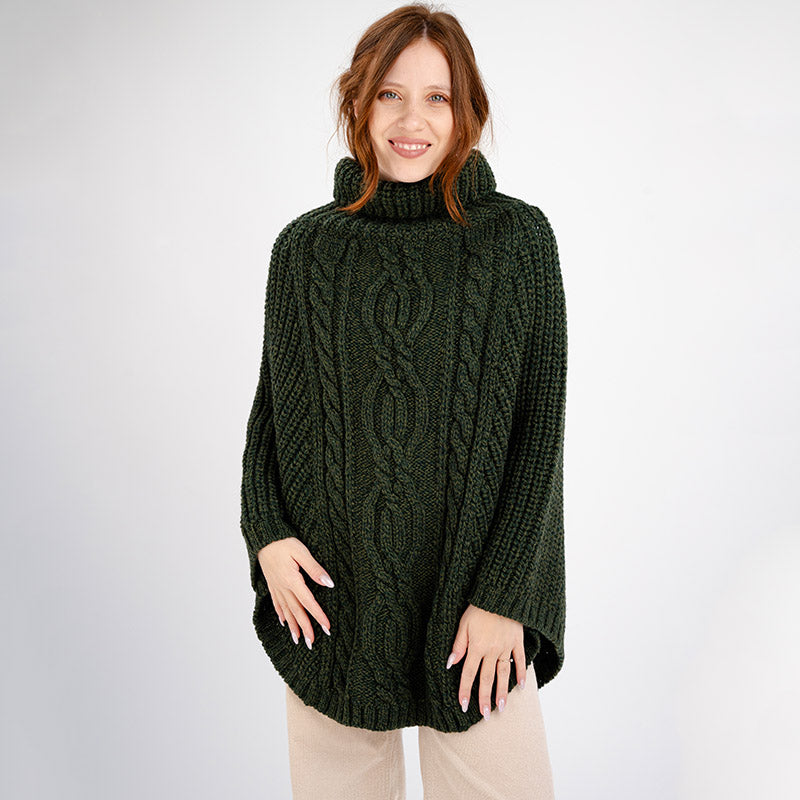 たまゆらニットポロ tunica Ladies Rolled Collar Irish Poncho Sweater | Tara Irish Clothing