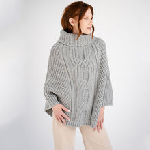 Load image into Gallery viewer, Merino Wool Chunky Cable Knit Poncho
