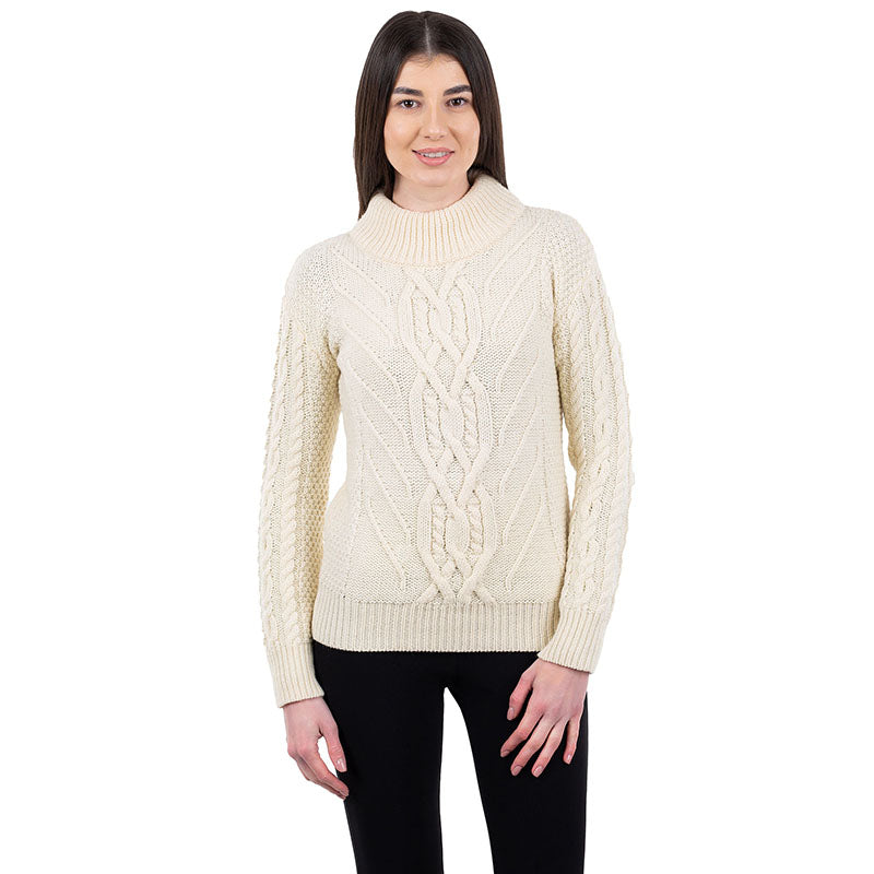 Ladies Turtleneck Merino Wool Irish Sweater Tara Irish Clothing