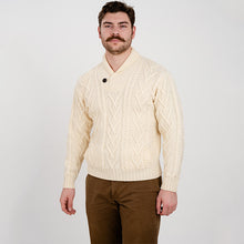 Load image into Gallery viewer, Merino Wool Shawl Neck Button Irish Sweater for Men
