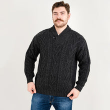 Load image into Gallery viewer, Merino Wool Shawl Neck Button Irish Sweater for Men
