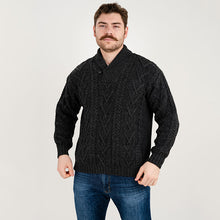 Load image into Gallery viewer, Merino Wool Shawl Neck Button Irish Sweater for Men
