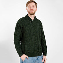 Load image into Gallery viewer, Merino Wool Shawl Neck Button Irish Sweater for Men
