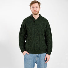 Load image into Gallery viewer, Merino Wool Shawl Neck Button Irish Sweater for Men
