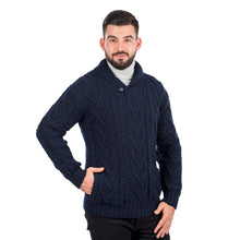 Load image into Gallery viewer, Merino Wool Shawl Neck Button Irish Sweater for Men
