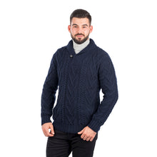 Load image into Gallery viewer, Merino Wool Shawl Neck Button Irish Sweater for Men
