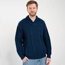 Load image into Gallery viewer, Merino Wool Shawl Neck Button Irish Sweater for Men
