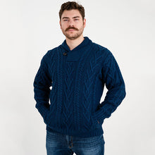 Load image into Gallery viewer, Merino Wool Shawl Neck Button Irish Sweater for Men
