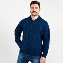 Load image into Gallery viewer, Merino Wool Shawl Neck Button Irish Sweater for Men
