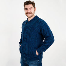 Load image into Gallery viewer, Merino Wool Shawl Neck Button Irish Sweater for Men
