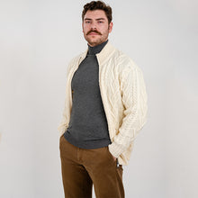 Load image into Gallery viewer, Men&#39;s Merino Knit Aran Zip Cardigan
