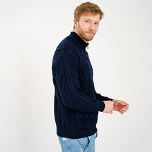Load image into Gallery viewer, Men&#39;s Merino Knit Aran Zip Cardigan
