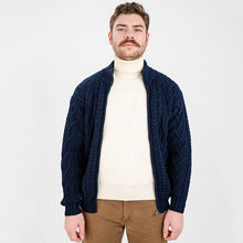 Load image into Gallery viewer, Men&#39;s Merino Knit Aran Zip Cardigan

