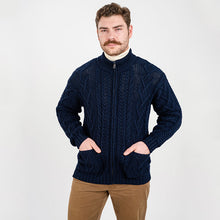 Load image into Gallery viewer, Men&#39;s Merino Knit Aran Zip Cardigan
