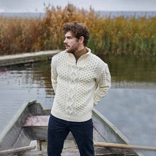 Load image into Gallery viewer, Zip Neck Men&#39;s Irish Knit Sweater
