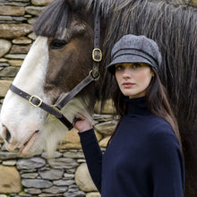 Load image into Gallery viewer, Charcoal Herringbone Ladies Irish Newsboy Hat
