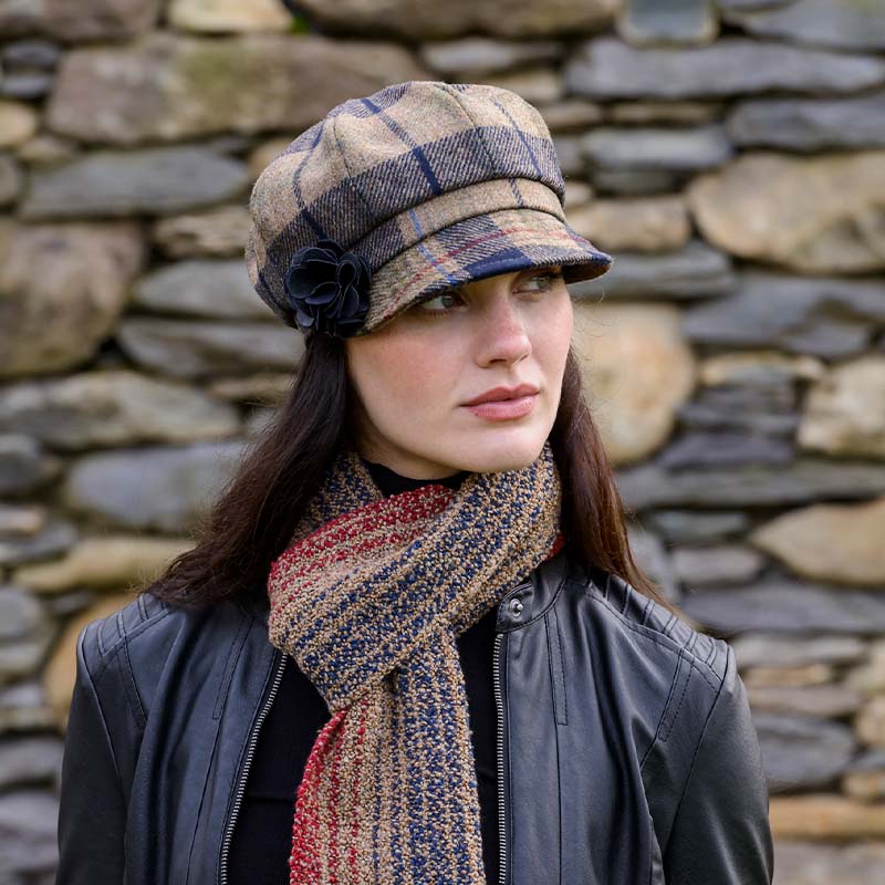 Brown Plaid Irish Newsboy Ladies Hat