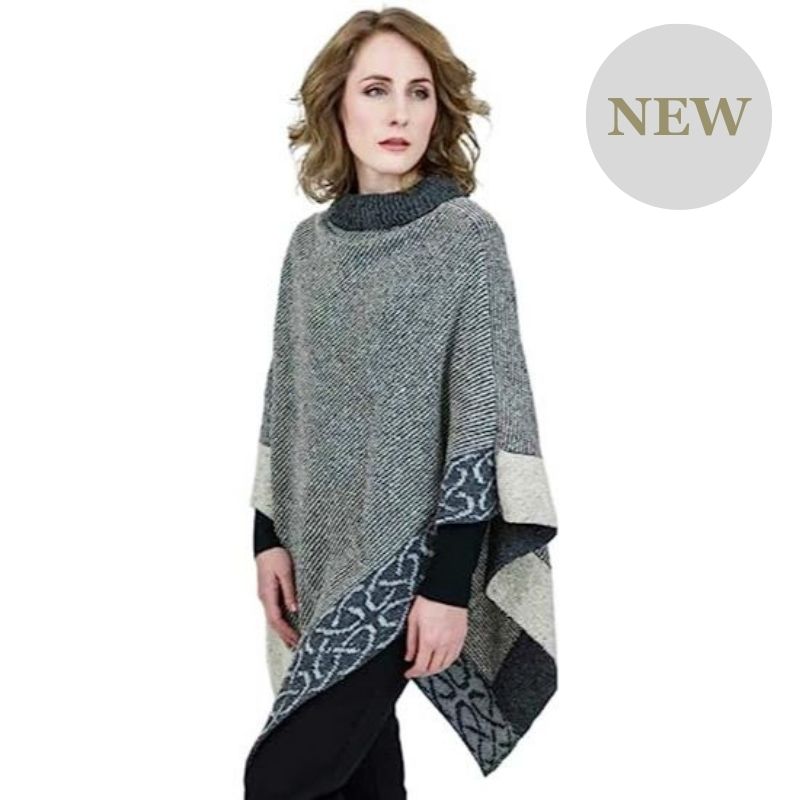 Grey Celtic Knot Irish Ladies Poncho