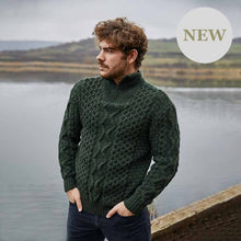 Load image into Gallery viewer, Zip Neck Men&#39;s Irish Knit Sweater
