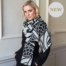 Load image into Gallery viewer, Large Book of Kells Viscose Scarf Wrap Black
