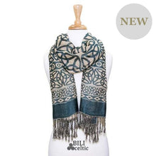 Load image into Gallery viewer, Celtic Knot Fringed Irish Ladies Scarf
