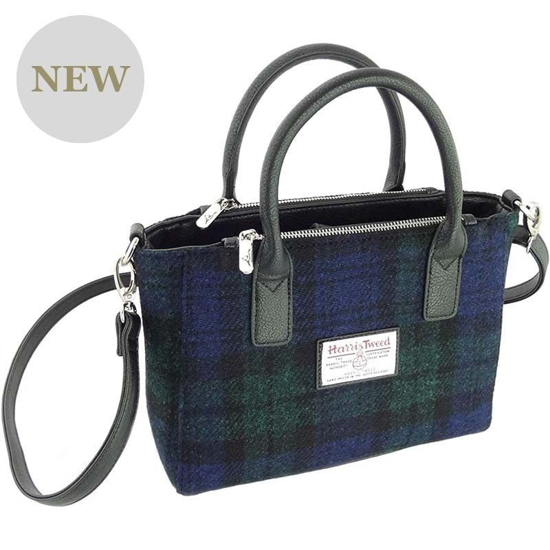 Blue Plaid Harris Tweed Ladies Handbag