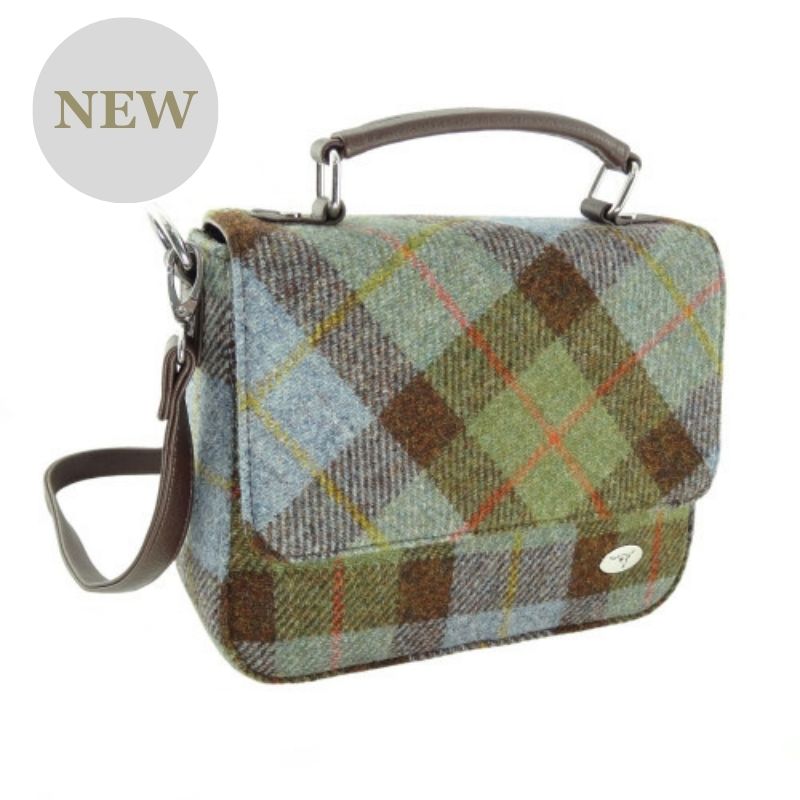 Green Plaid Harris Tweed Square Ladies Shoulder Bag