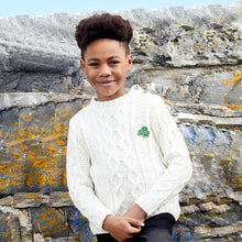 Load image into Gallery viewer, Kids Irish Knit Sweater with Shamrock
