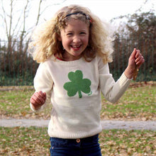 Load image into Gallery viewer, Child&#39;s Irish Sweater with Shamrock Design
