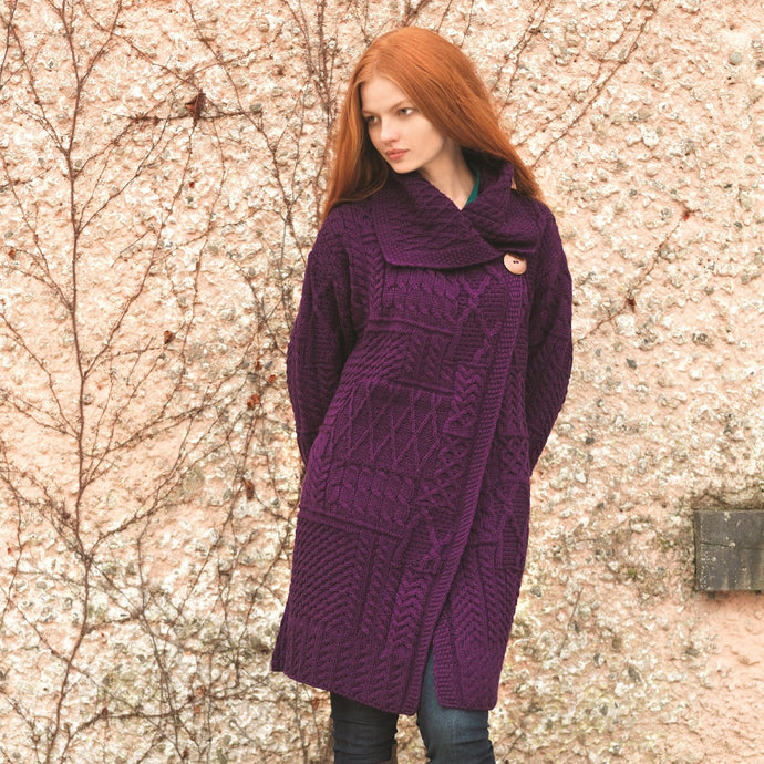 SAOL Single Button Aran Cardigan SA815 TaraIrishClothing.com