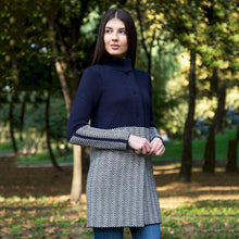 Load image into Gallery viewer, SAOL Navy Ladies Irish Wool Herringbone Cardigan AWL320 Navy TaraIrishClothing.com
