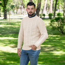 Load image into Gallery viewer, SAOL Mens Donegal Fisherman Sweater AWM210300 White TaraIrishClothing.com
