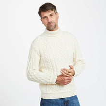 Load image into Gallery viewer, Men&#39;s Traditional Turtleneck Aran Sweater in White Color Tara Irish Clothing 
